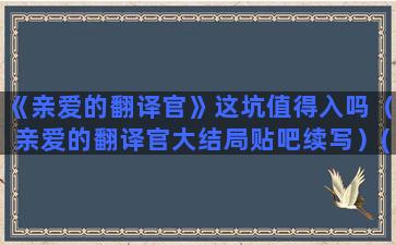 《亲爱的翻译官》这坑值得入吗（亲爱的翻译官大结局贴吧续写）(亲爱的翻译官破解版)