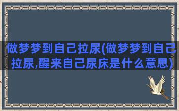 做梦梦到自己拉尿(做梦梦到自己拉尿,醒来自己尿床是什么意思)