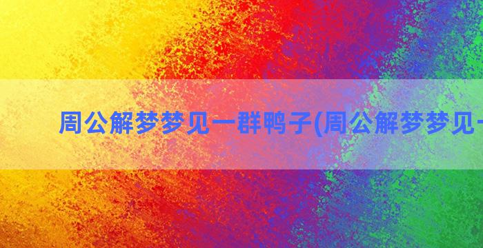 周公解梦梦见一群鸭子(周公解梦梦见一群蛇)