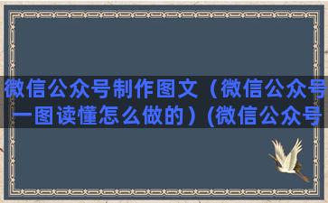 微信公众号制作图文（微信公众号一图读懂怎么做的）(微信公众号制作图片)