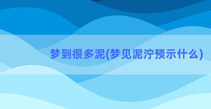 梦到很多泥(梦见泥泞预示什么)