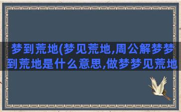 梦到荒地(梦见荒地,周公解梦梦到荒地是什么意思,做梦梦见荒地好不好)