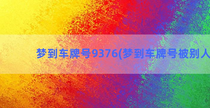 梦到车牌号9376(梦到车牌号被别人偷了)