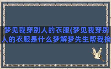 梦见我穿别人的衣服(梦见我穿别人的衣服是什么梦解梦先生帮我捡一下吗)