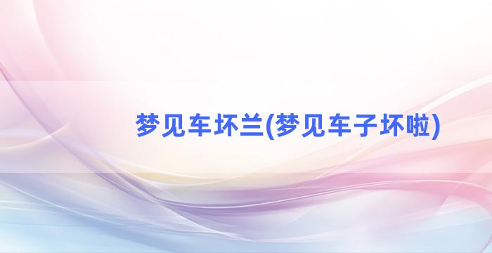 梦见车坏兰(梦见车子坏啦)